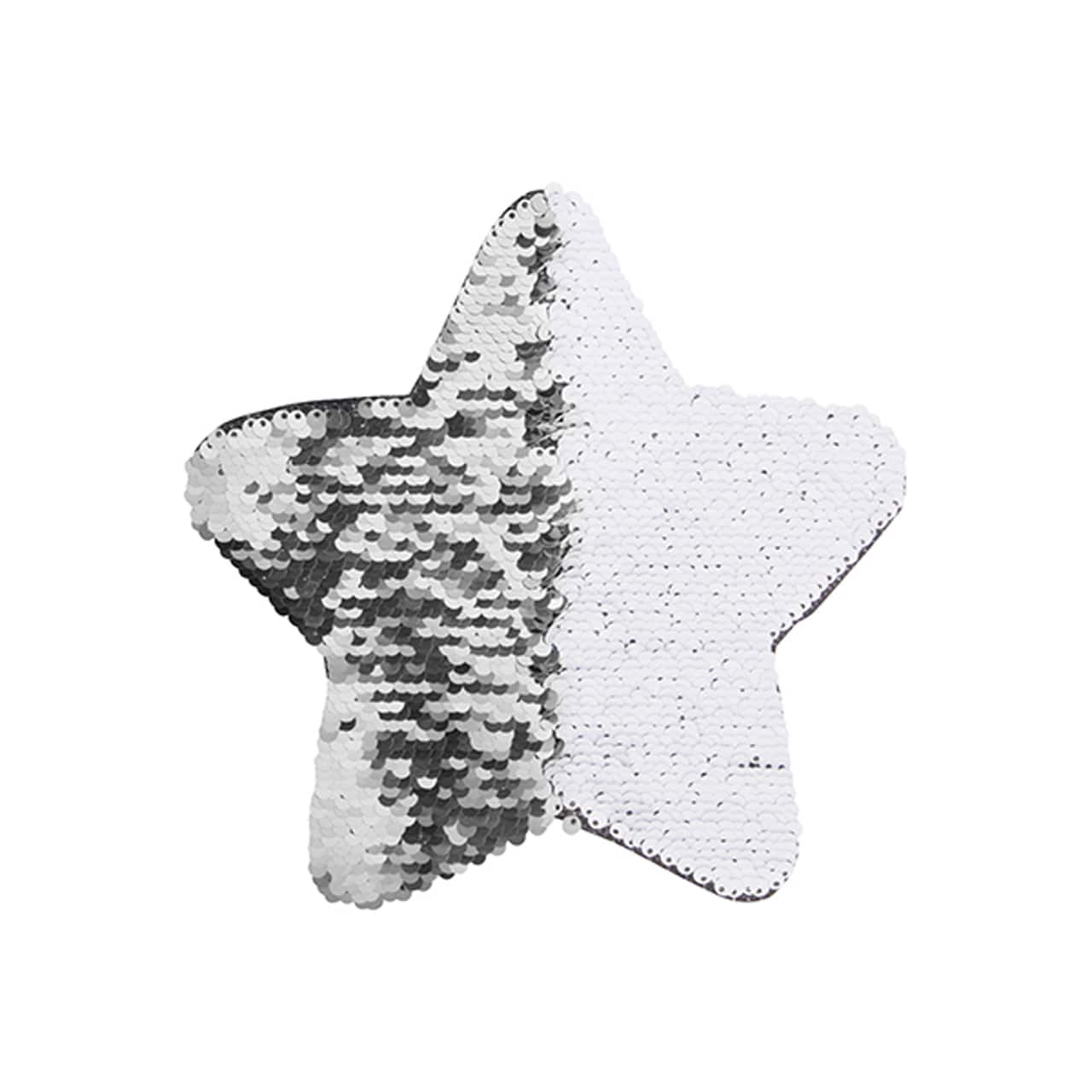 Craft Express 2ct. 7" Silver & White Star Sublimation Sequin Patches
